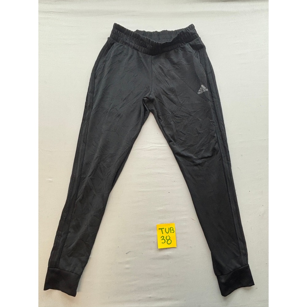 Adidas Mens Black Tapered Joggers Athletic Sweatpants Small S Logo Three Stripe